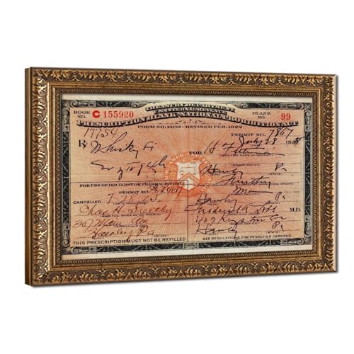 Impression sur toile d'interdiction vintage poster de bar speakeasy prescription whiskey 50cm