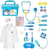 Liberry Doctor Kit for Toddlers 3 4 5 Years Old, Kids Doctor Play Set for Girls Boys Toy, Pretend Play Medical Kit with Stethoscope & Costume for Birthday Gift Blue