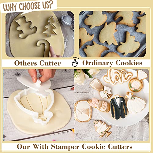 Flycalf Love Cookie Cutters With Plunger Stamps Baking Dough Tools Wedding Cake Shapes Eco-Friendly Pla Accessories Cutter Molds For Birdesmaid Decorative Party 3.5" Kitchen Supplies #TOP4