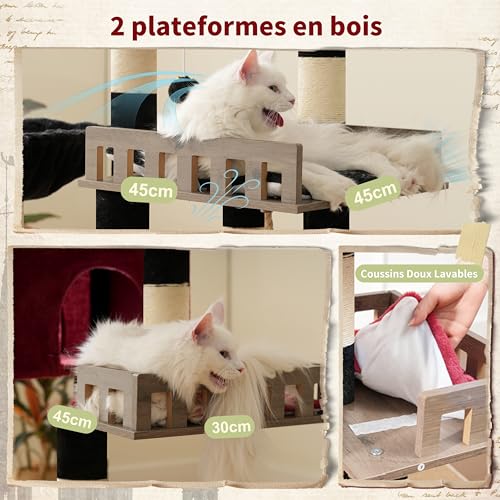 Arbre à chat pour grands chats Gitelsnour GCT033BR stable avec double niche - 3