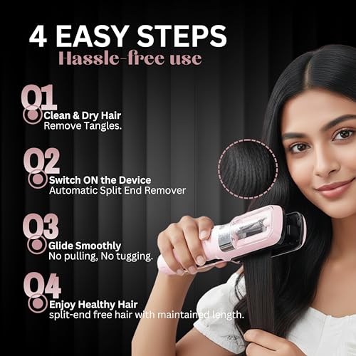 Image of Split End Hair Trimmer | 2-in-1 Rechargeable Cordless Hair Straightener & Split End Remover | For Frizzy, Dry & Damaged Hair | Men & Women