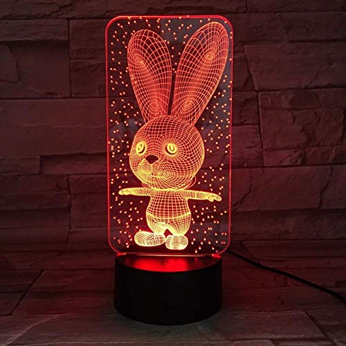 Preisvergleich Produktbild Nachtlicht Kaninchen Niedlich Hase Baby Schlafzimmer Lampen Nachtlicht Kunststoff Schlafen Led Kinder 3D Lampe Glühbirne Nachtlicht Mit 7 Farben Ändern