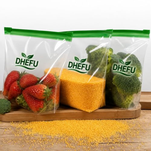 Image of 15 Pcs Heavy-Duty Reusable Zip lock Bags- 1500ml Large Zip Lock Pouch Food Storage Bags | Leakproof,Airtight Freezer Bags for Fruits,Vegetables,Snacks & Dry Fruits | BPA Free Ziplock Bags for Kitchen