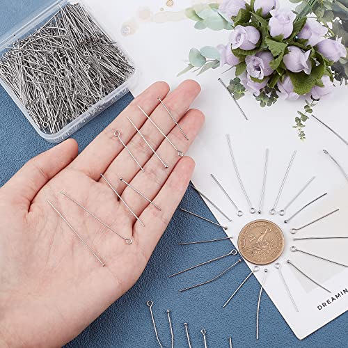 SUNNYCLUE 1 Box 600Pcs 8 Style 1.2/1.6/2inch Stainless Steel Eyepins Head Pins Flat Head Pin Ball Pins Open Eye Pin for Jewellery Making Accessories Women DIY Craft Beading Earrings Findings Supplies - Image 3