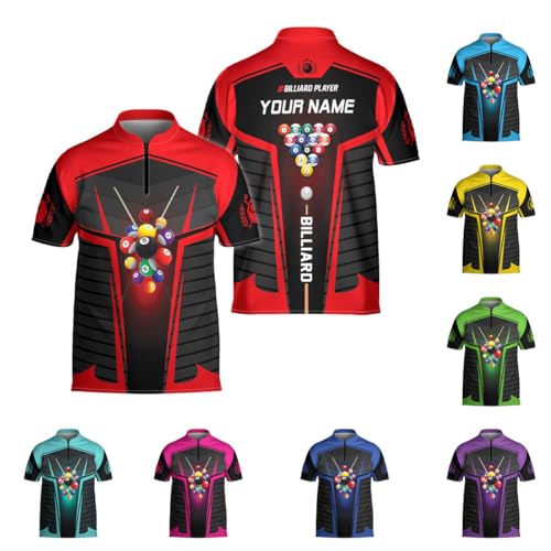 Artparel Personalized Billiard Jersey 3D Billiard Shirts for Men Billiard Bowling Jersey Billiards 9 Ball Pool Shirts for Men (Polyester Blend, BLL14)