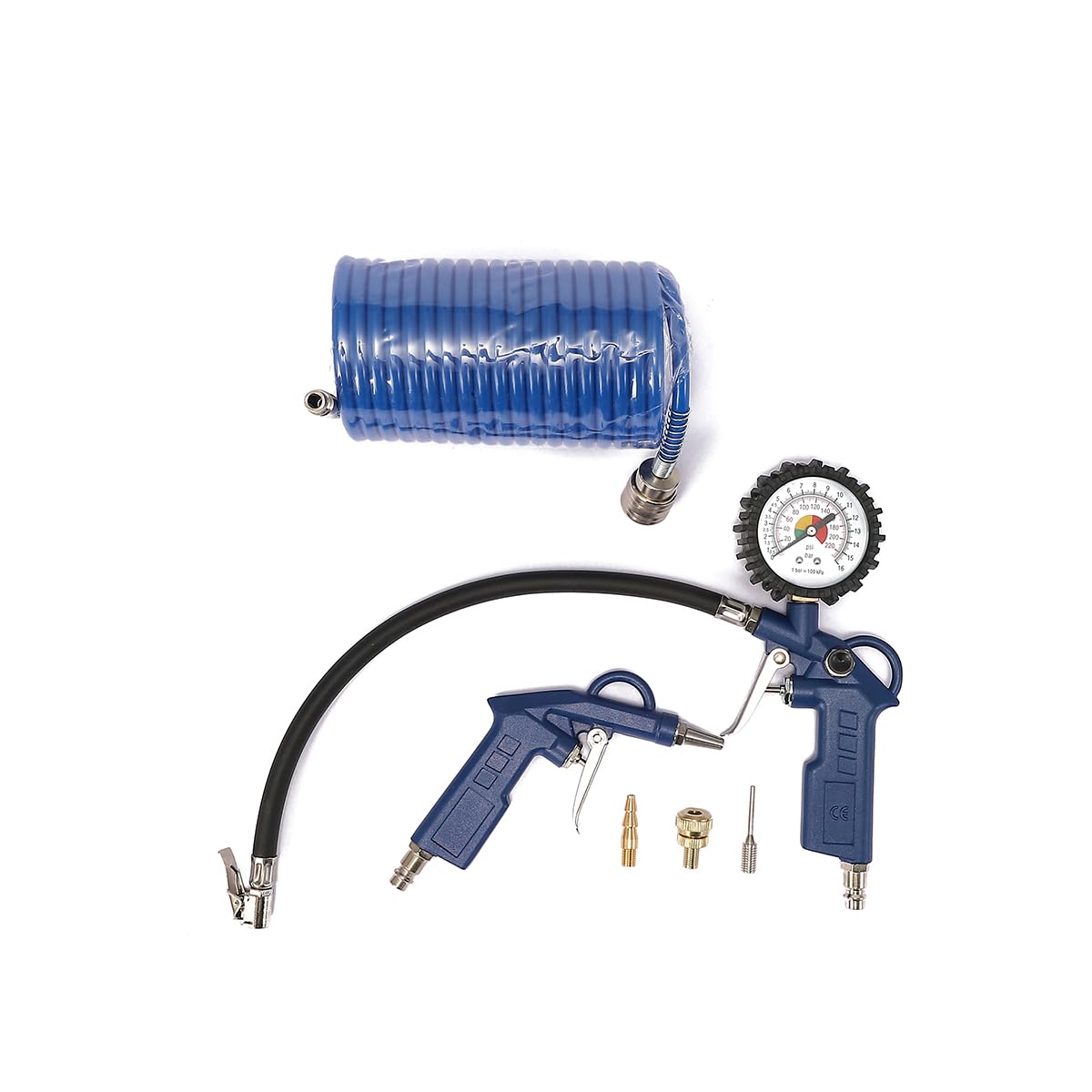 Kit de herramientas de aire comprimido de 6 piezas, accesorios de compresor neumático (azul oscuro)