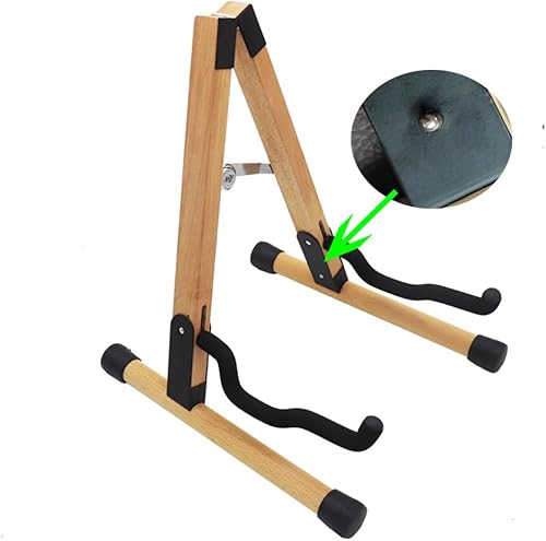 Miniatura 5 de Hidear Soporte de guitarra de madera maciza - Guitarra eléctrica, bajo eléctrico, accesorios de guitarra, soporte de guitarra plegable