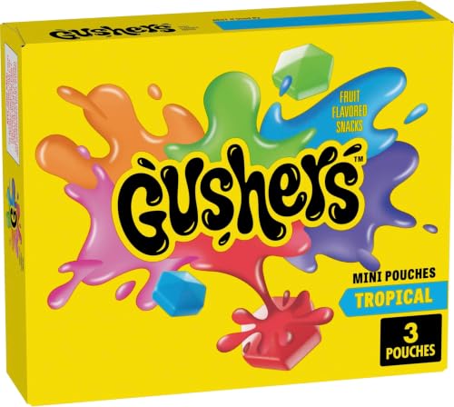 Image of Gushers Tropical Fruit Flavored Snacks, Mini Pouches, 3 Ct, 1.32 oz (Pack of 5)