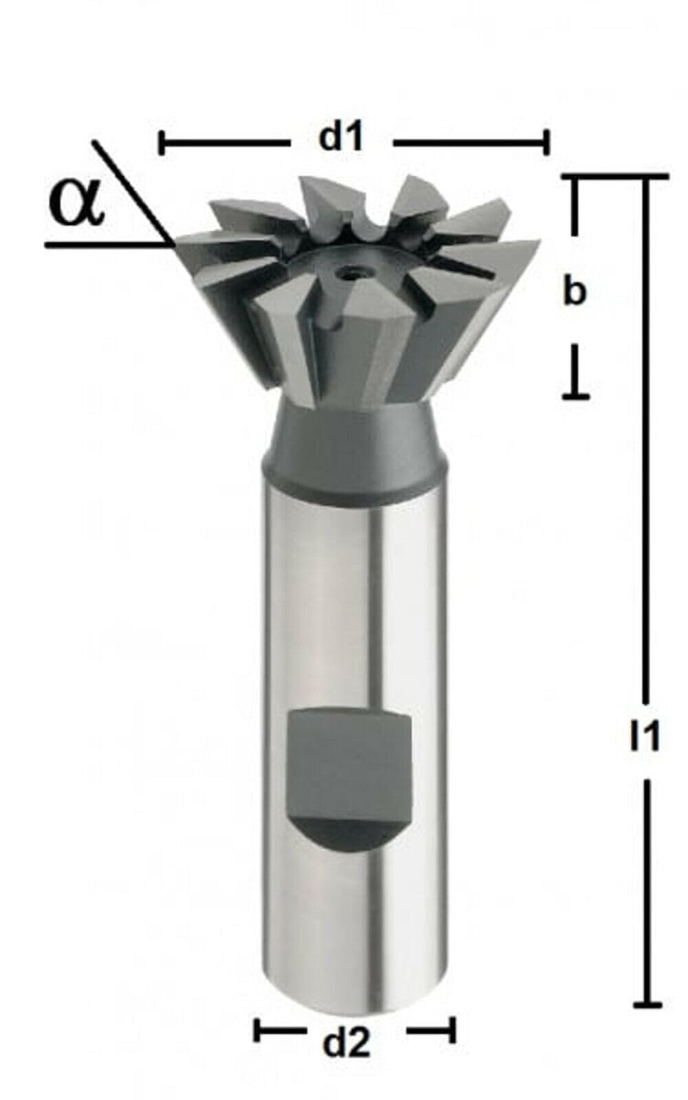 HSSE-Winkelfräser 16 bis 32 mm 45°-80°, DIN 1833, Z=10 / Z=12, TOP & NEU - Typ N, Größe: 16,0 x 6,3 x 60-12 mm - 60°