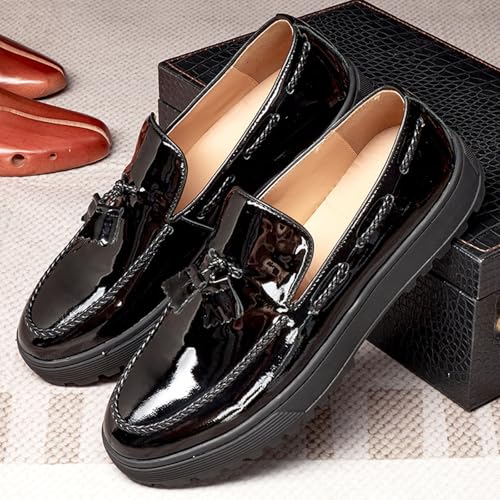 Mens Tassel Loafers Dress Casual Slip On Shoes Patent Leather Prom Suit Shoes Wedding Business Mocasines Fashion Penny Loafers Tuxedo Shoes for Men2