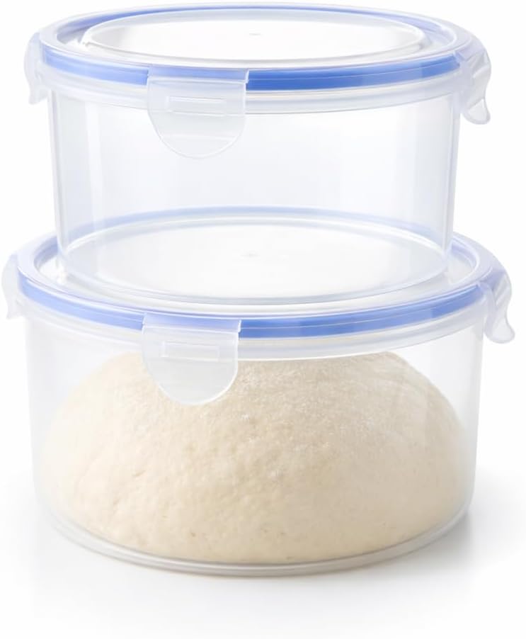 2Pack Dough Proofing Box,4.5/3 Qt Stackable Sourdough Pizza Proofing Container with Airtight Lid,Large Capacity Bread Proofing,Round Dough Proofing Bucket for Family Size Dough Box(Clear)