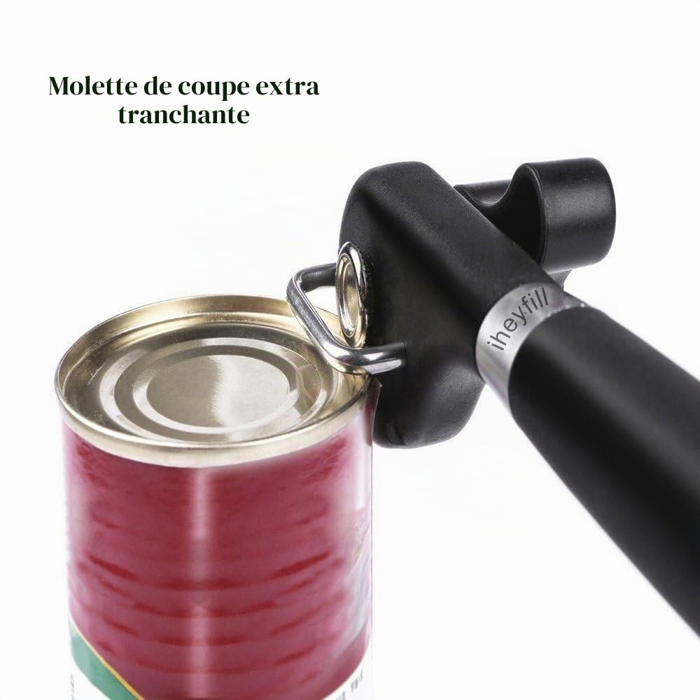 Ouvre-boîte de sécurité, conception ergonomique antidérapante, coupe latérale lisse