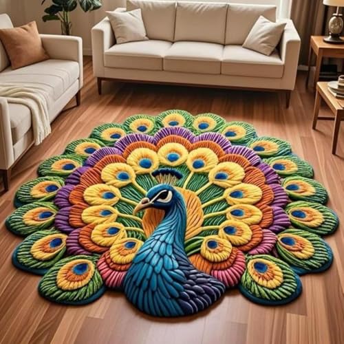 Tapete decorativo con diseño de pavo real 40 cm miniatura 1