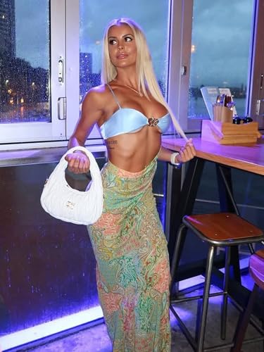 Women's Bra Cut Out Maxi Dress Sexy Boho Paisley Contrast Pattern Slip Sleeveless Bodycon Long Dress3