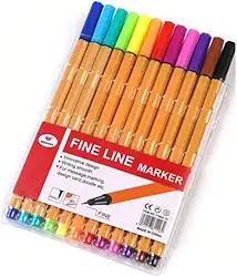 Canetas Coloridas Ponta Fina 0.4mm - Kit com 12 Cores Vibrantes - Caneta Ponta Fina para Desenho, Escrita e Bullet Journal - Traço Preciso e Estojo Compacto (12)