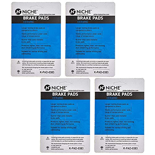 Image of NICHE Front Rear Brake Pad Set for Harley-Davidson 41300169 Ceramic 4 Pack | Harley-Davidson /BMW, Fits 2016-2019 Street 500 XG500; 1996-1997 F650ST; 2018 K1600 Bagger; 1998-2000 F650; 1999-2012 F650GS