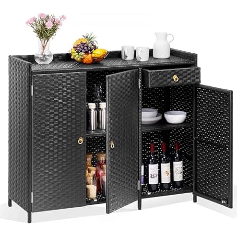 ONBRILL Rattan Outdoor Storage Cabinet Cover