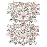 [TEHAUX] 2個 異形ガラス水晶シューズクリップ 結婚式パーティー用シューズアクセサリー 耐久合金素材 ラインストーン輝く多用途靴飾り