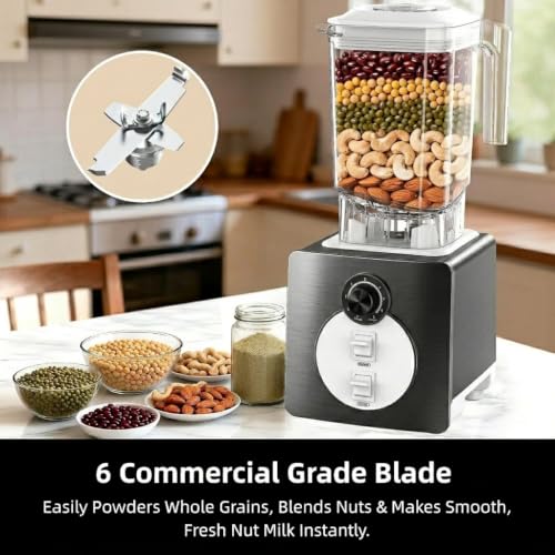 Image of AIZIYO Professional Blender for Smoothies, 60 oz BPA-Free Pitcher, 2200W Peak Watts,Blenders for Kitchen, Dishwasher Safe,Programs for Frozen Drinks & Nutrient MilkShakes & Nut Milk,Grey