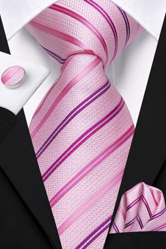 Image of Hi-Tie Men's Silk Ties Formal Woven Classic Necktie Pocket Square Cufflinks Lapel Pin Set Wedding Business
