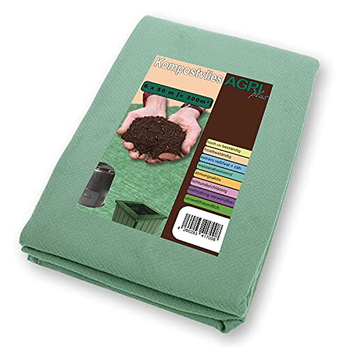 AGRI Plus Toile de Compost I 6 x 50 m I Différentes Dimensions I indéchirable 200 g/m² pour Compost I polypropylène Non tissé pour Une Protection à Long Terme I résistante aux intempéries et aux UV