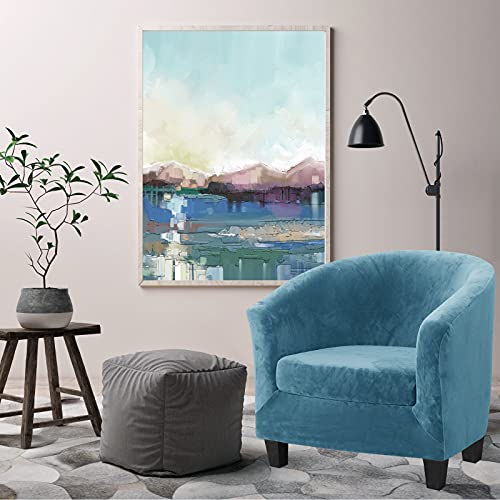Mifxin Velvet Tub Chair Cover With Cushion Cover Stretch Soft Washable Club Chair Slipcover Armchair Sofa Couch Furniture Protector For Living Room Hotel Counter (Blue) #TOP1