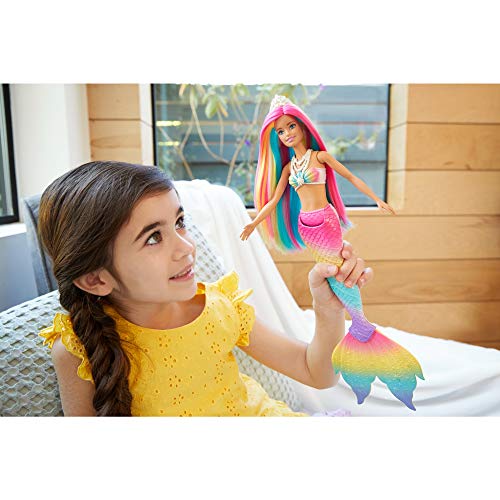Barbie GTF89 - Dreamtopia Regenbogenzauber Meerjungfrauen-Puppe mit Regenbogenhaaren und Farbwechsel-Funktion, Geschenk… – Bild 3