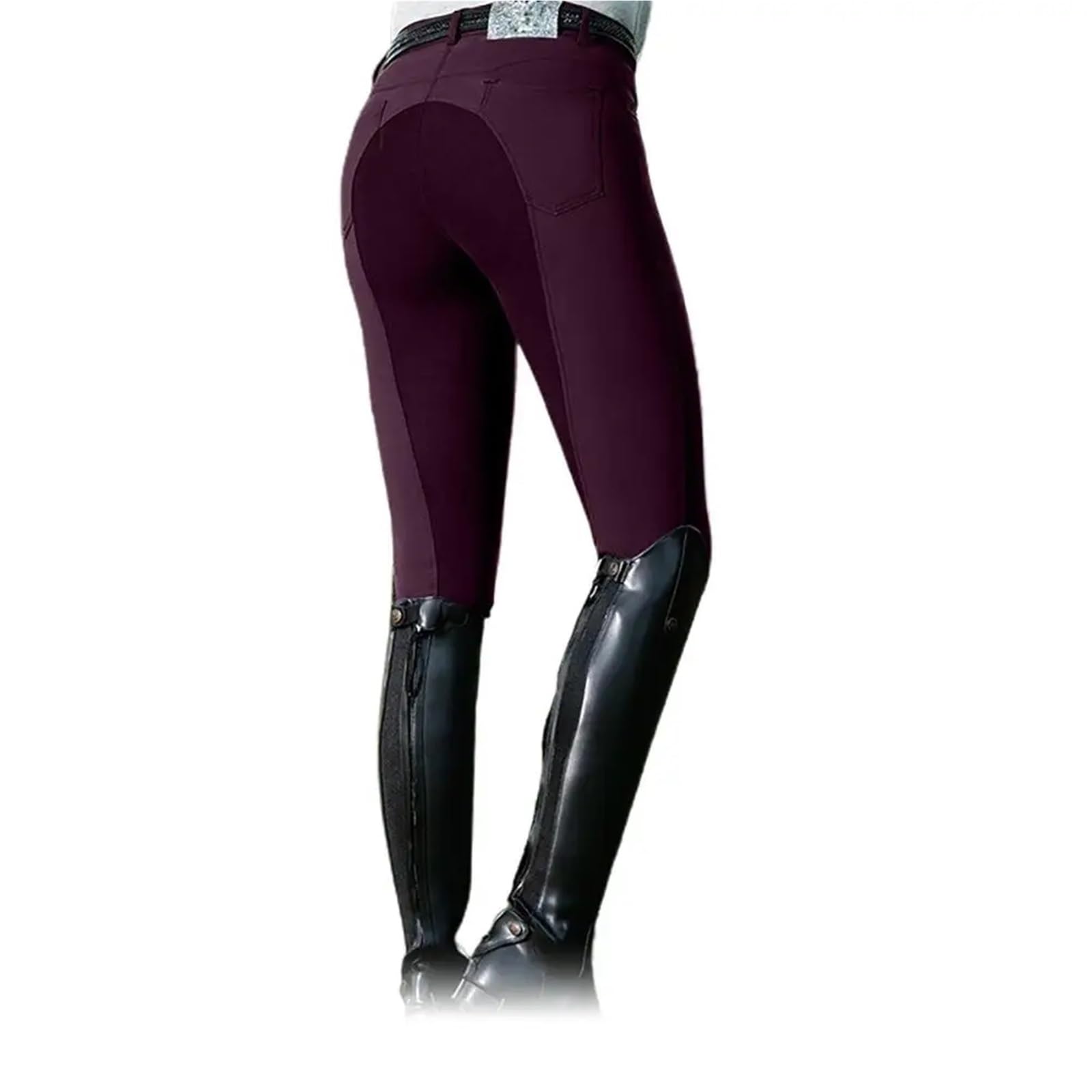 PantalóN De EquitacióN Pantalones de equitación, ropa for mujer y hombre, pantalones de cintura alta a la moda, pantalones de ciclismo, pantalones lisos. Para Deportes, Fitness Y EquitacióN(Wine Red,L