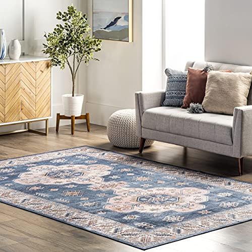 nuLOOM Norma Machine Washable Traditional Medallion Area Rug, 6' x 9