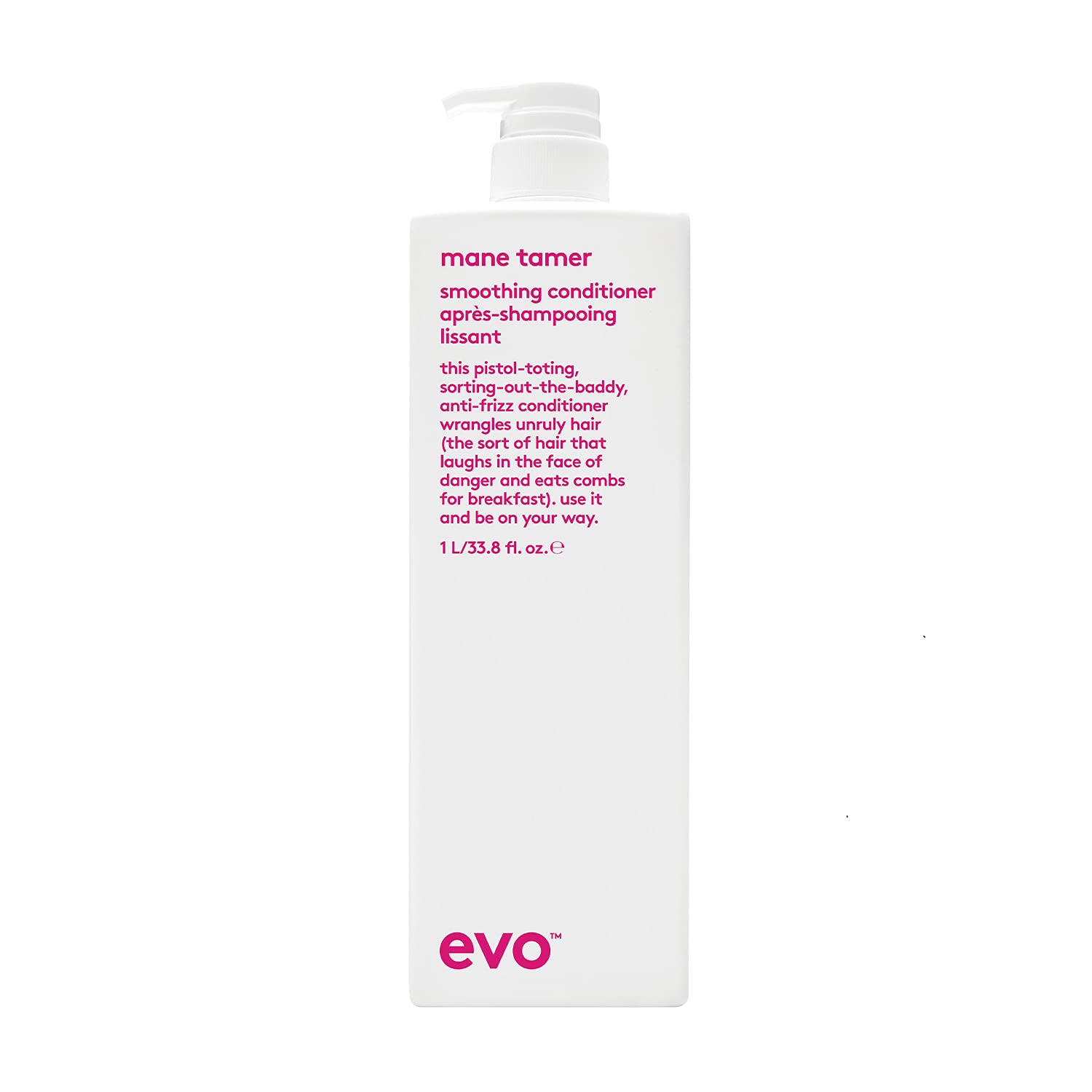 EVO mane tamer smoothing conditioner, zum Glätten für krauses, widerspenstiges und coloriertes Haar, verleiht Geschmeidigkeit, Glanz und reduziert Frizz, vegan, ohne Sulfate, 1l