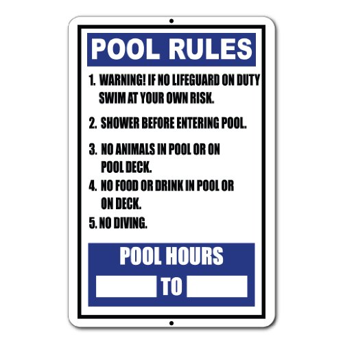 VictoryStore Yard Sign Outdoor Lawn Decorations: 12 inches x 18 inches Aluminum Sign - Pool Rules