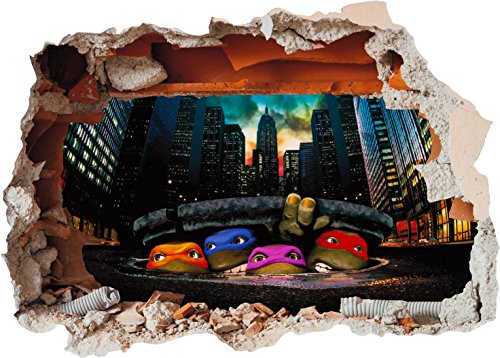 TMNT Sticker mural en vinyle Motif Tortues Ninja Taille M 500 x 355 mm