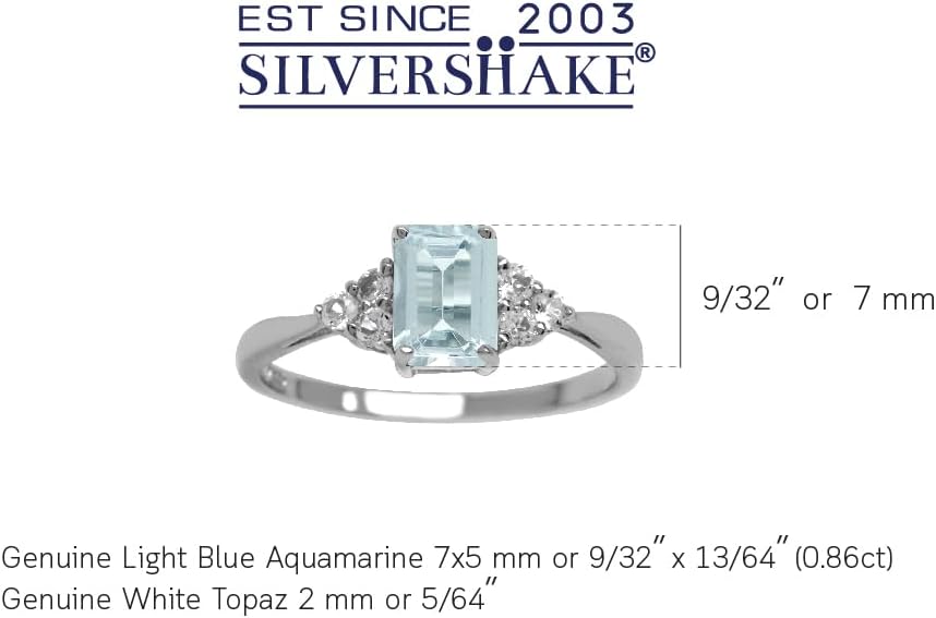 Silvershake 7x5mm Octagon Shape Birthstone Gemstone White Gold Plated or Yellow Gold Plated 925 Sterling Silver Engagement Ring Jewelry for Women - Image 4