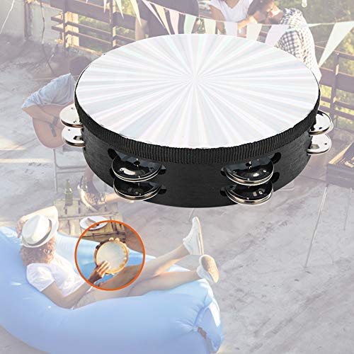 Drfeify 8 Zoll Tambourin Hand Doppelreihig Jingles Percussion Trommel rund Lerninstrument Musik - Image 3