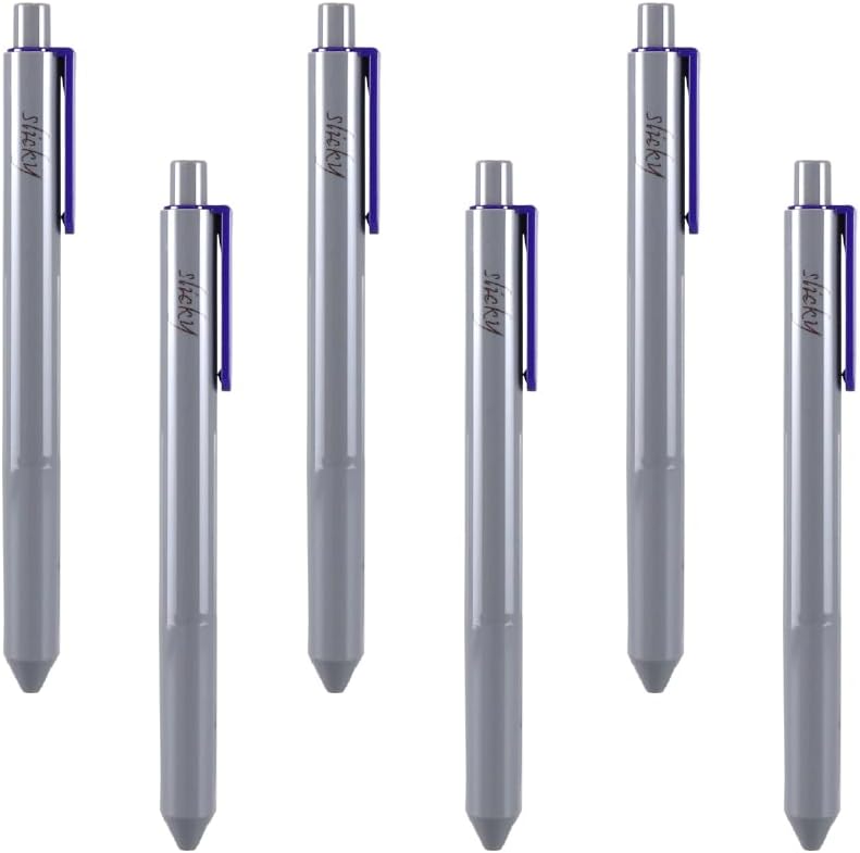 エポックケミカル Epoch Chemical 517-0180_6 Slicky Permanent Ballpoint Pens, 0.7mm, Black Ink, Canary Cream, 6 Count