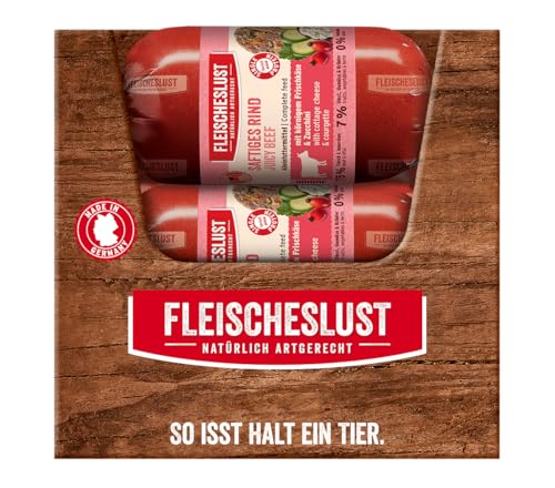 Fleischeslust Hundewurst, Junior Saftiges Rind mit körnigem Frischkäse & Zucchini (15x200g), Nassfutter-Wurst schnittfest & getreidefrei, Hundefutter für Junge Hunde
