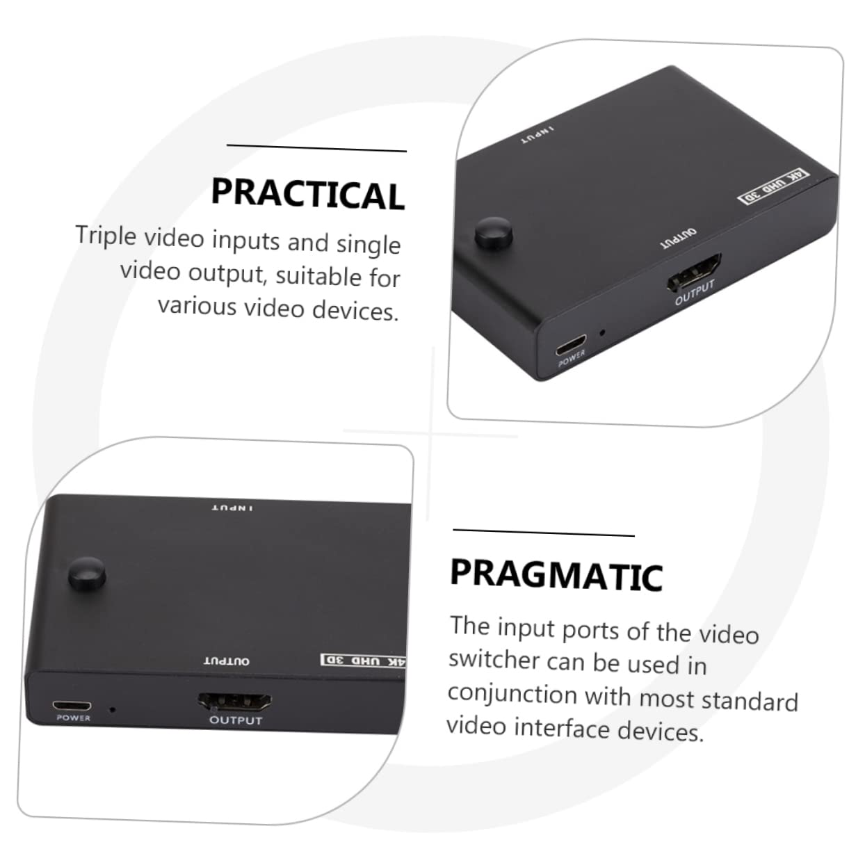 Angoily Manual Video Splitter for Monitor 3-Port for Projector 4k x 2k Support