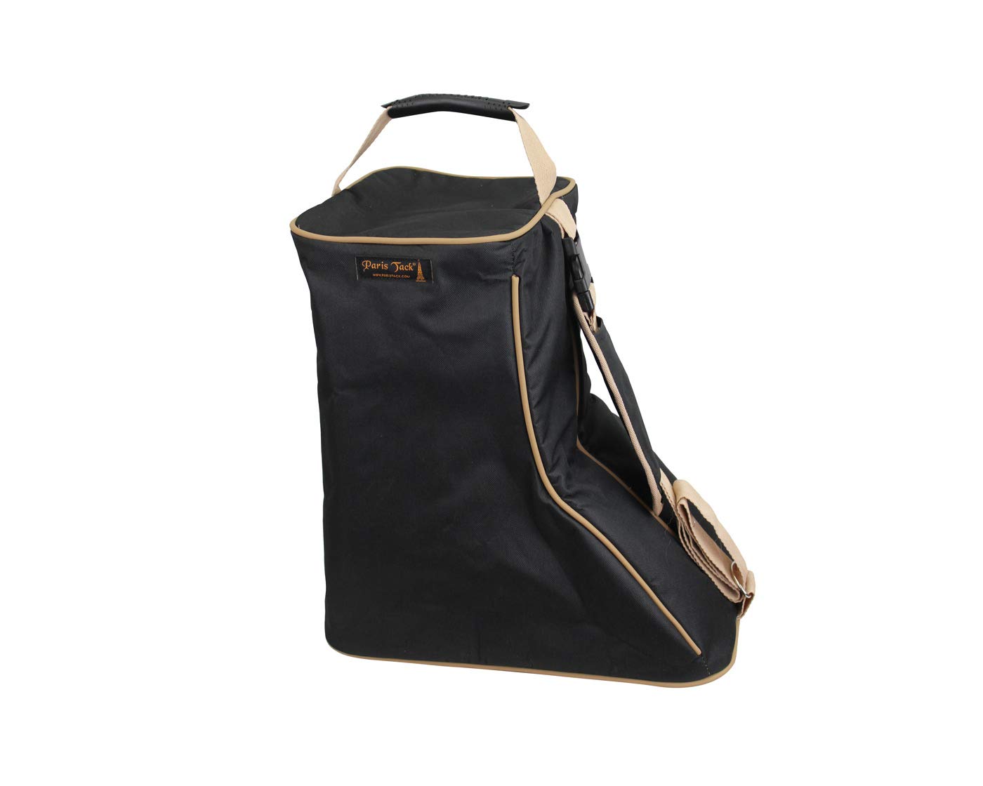 3 Capa Acolchada Espalda Abierta Occidental Bolsa para Botas, Color Negro/Beige Trim