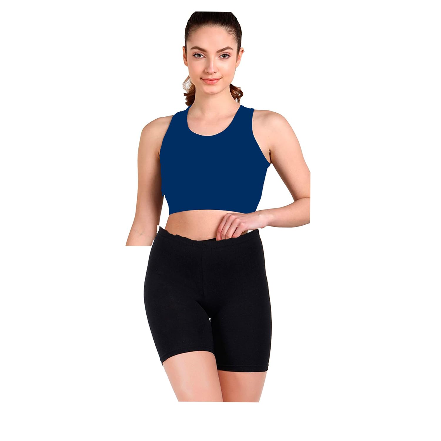 rzlecort Two Piece Sports Swim Wear/Swim Suit/Swimming Suit with Solid Black Top and Shorts for Women and Girls-picture-12