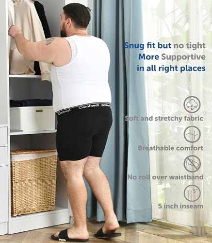 Comfneat Men's 5-Pack Big & Tall 3XL-7XL Boxer Briefs Cotton Spandex Underwear Underpants with Fly2