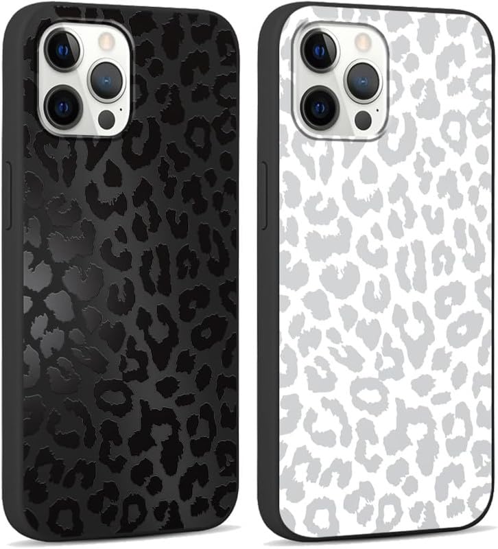 Yoedge 2 × Funda para iPhone 11 Pro 5,8", Carcasa para Teléfono Móvil con Leopardo Dibujos Aesthetic Cover, Antigolpes Capa de Soft Silicona TPU para iPhone 11 Pro Blanco Negro Case