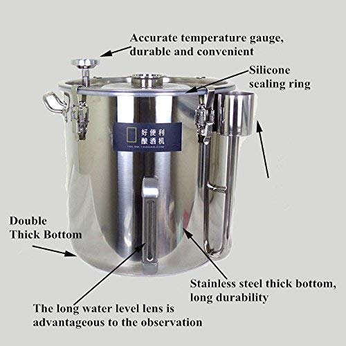 21-170L Home Water Distiller Spirits Brandy Vodka Alcohol Stainless Distiller Boiler Wine Making Essential Oil Brew Kits w/Thermometer Water Pump (130L)