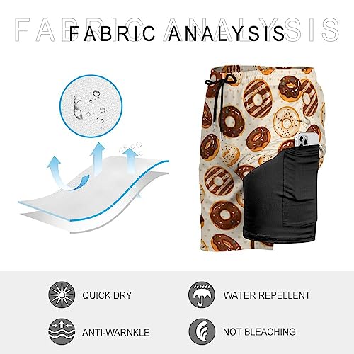 Sugar Chocolate Donuts Men's Swim Trunks Board Shorts with Compression Liner and Pocket Bathing Suits3
