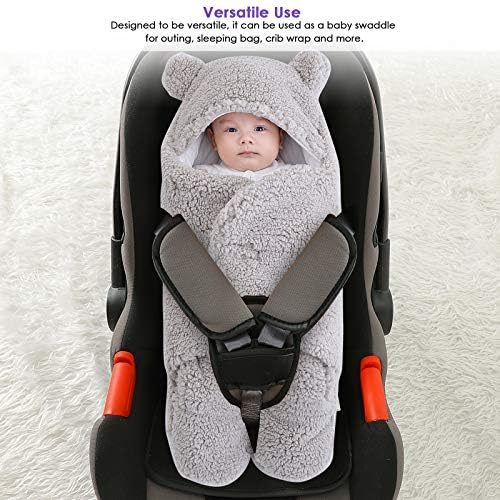 Newborn Baby Swaddle Blanket Wrap Winter Infant Soft Plush Warm Hooded Wrap Sleeping Bag for Infants 3-6 Months Old Baby Girls Boys