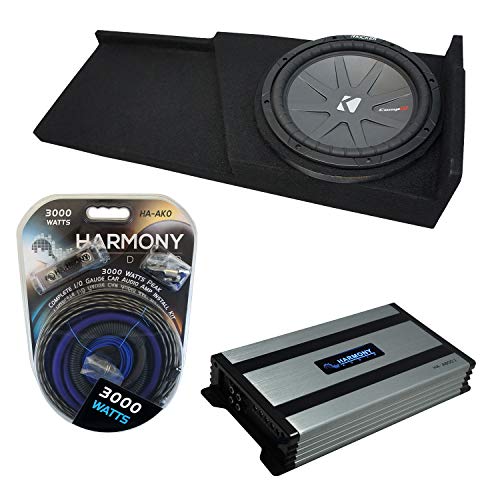 Harmony Audio Compatible with 2007-2013 Chevy Silverado Extended Cab Truck Kicker Bundle CompR CWR10 Single 10 Sub Box Enclosure & Harmony HA-A800.1 Amp