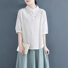 REDBMX Chinese Style Clothing Women Embroidery Folk Vintage Women Ethinc Blouse Spring Women Tops Chinese Style Pants and Shirts, only white top