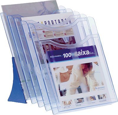 Archivo 2000 121747 - Expositor de sobremesa, 5 compartimentos A4, color azul