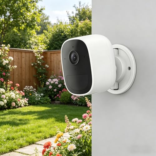 Image of CCTV Camera Holder, Wall Mount Stand for Home Surveillance, Drill-Free Installation for Renters, White Plastic Material with 56mm Dimensions