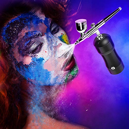 COSSCCI Upgraded Airbrush Kit, Portable Auto Mini Air Brush Gun with Compressor Kit Quiet Air Brush Painting Kits for Cake Decorating Makeup Art Nail Model Painting Tattoo Manicure (Black) - Thumbnail 2