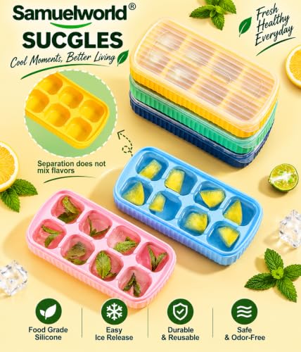 Samuelworld SUCGLES Large Silicone Ice Cube Trays with Lids Pack of 3 - Image 3